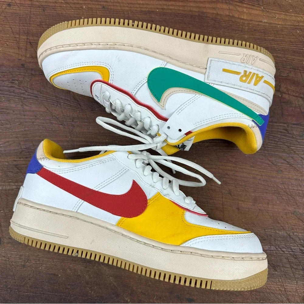 Nike Air Force 1 Shadow Summit Multi Color AF1 8.5 White, Yellow, and Green